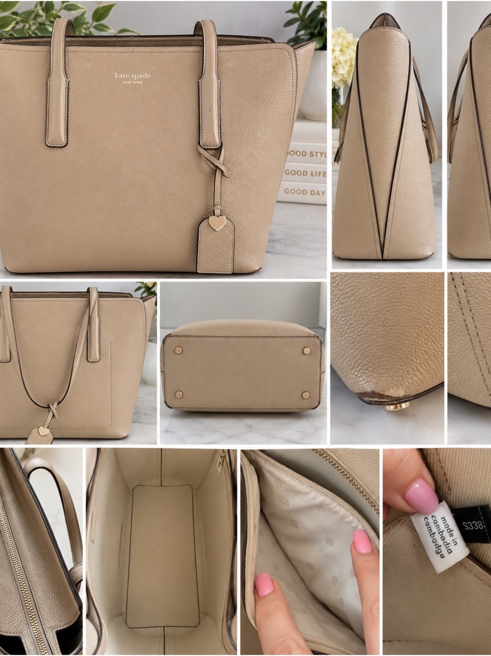 Kate Spade Margaux Large Tote Warm Taupe Pebbled Leather
